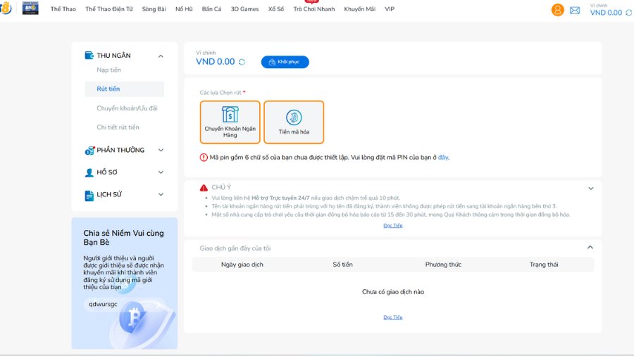 Các phương thức rút tiền BK8